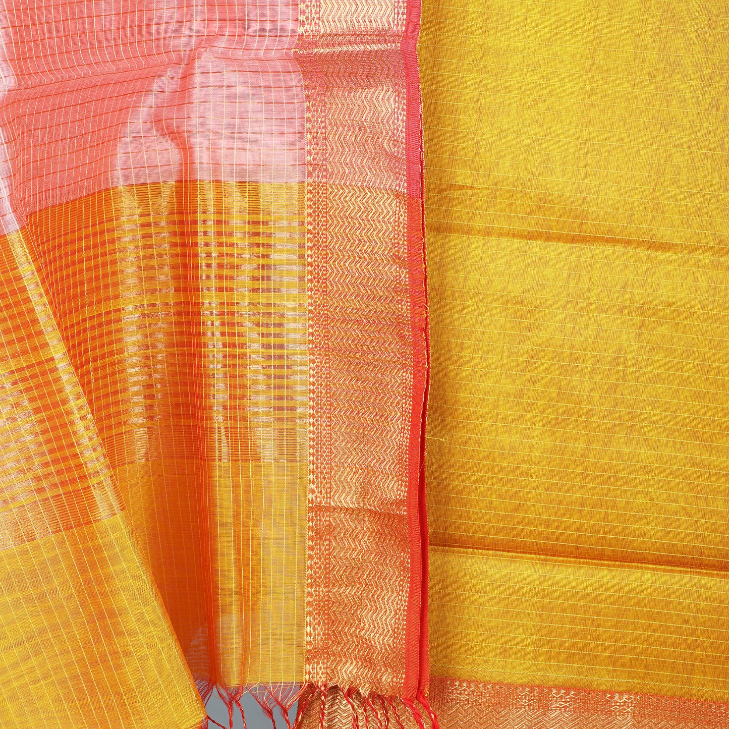 Maheshwari Zari Checks Dress Material With zari Border