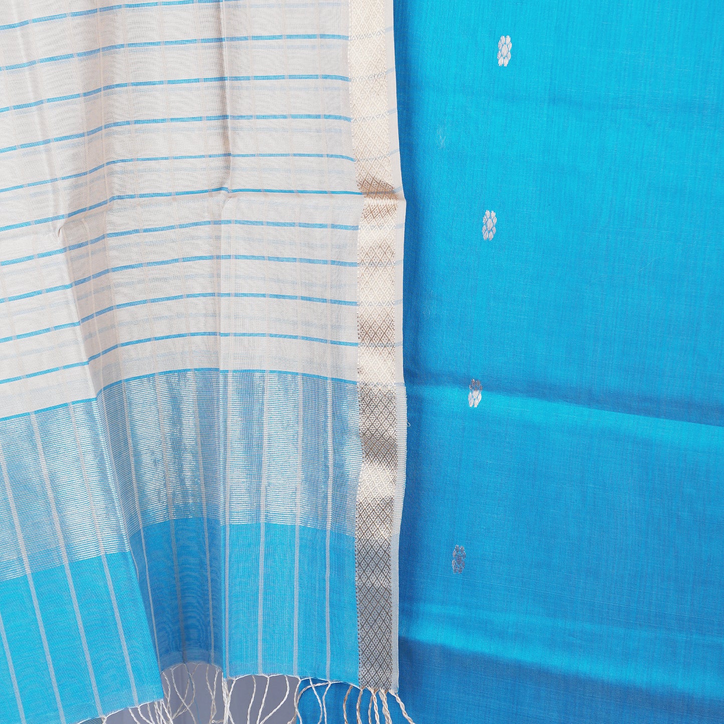 Maheshwari Checks Dress Material With motifs