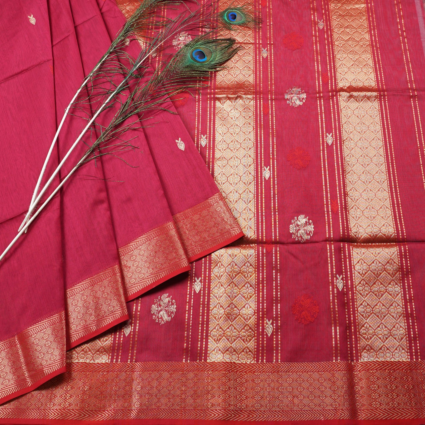 MAHESHWARI HEAVY ZARI PALLU SAREE
