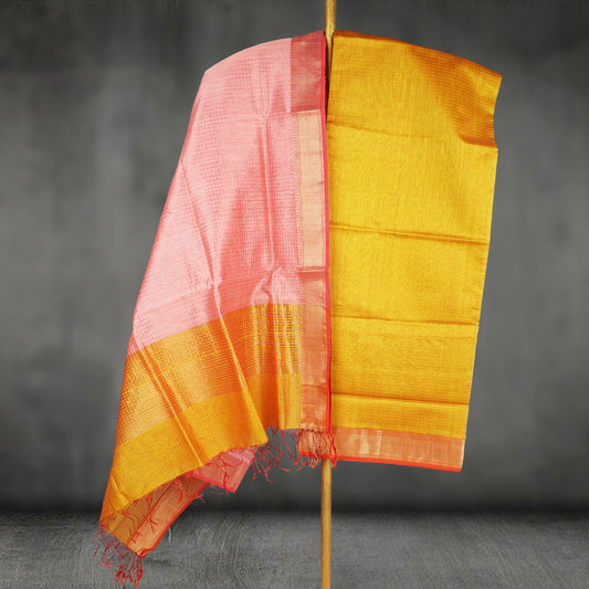 Maheshwari Zari Checks  Dress Material With zari Border