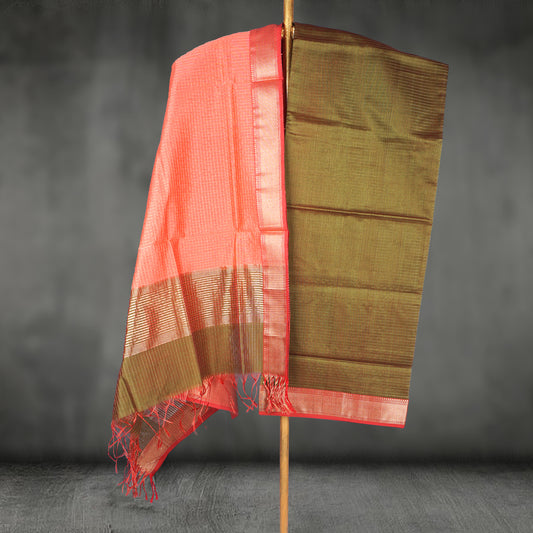 Maheshwari Zari Checks  Dress Material With zari Border