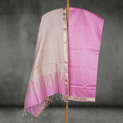 Maheshwari Checks Dress Material With motifs