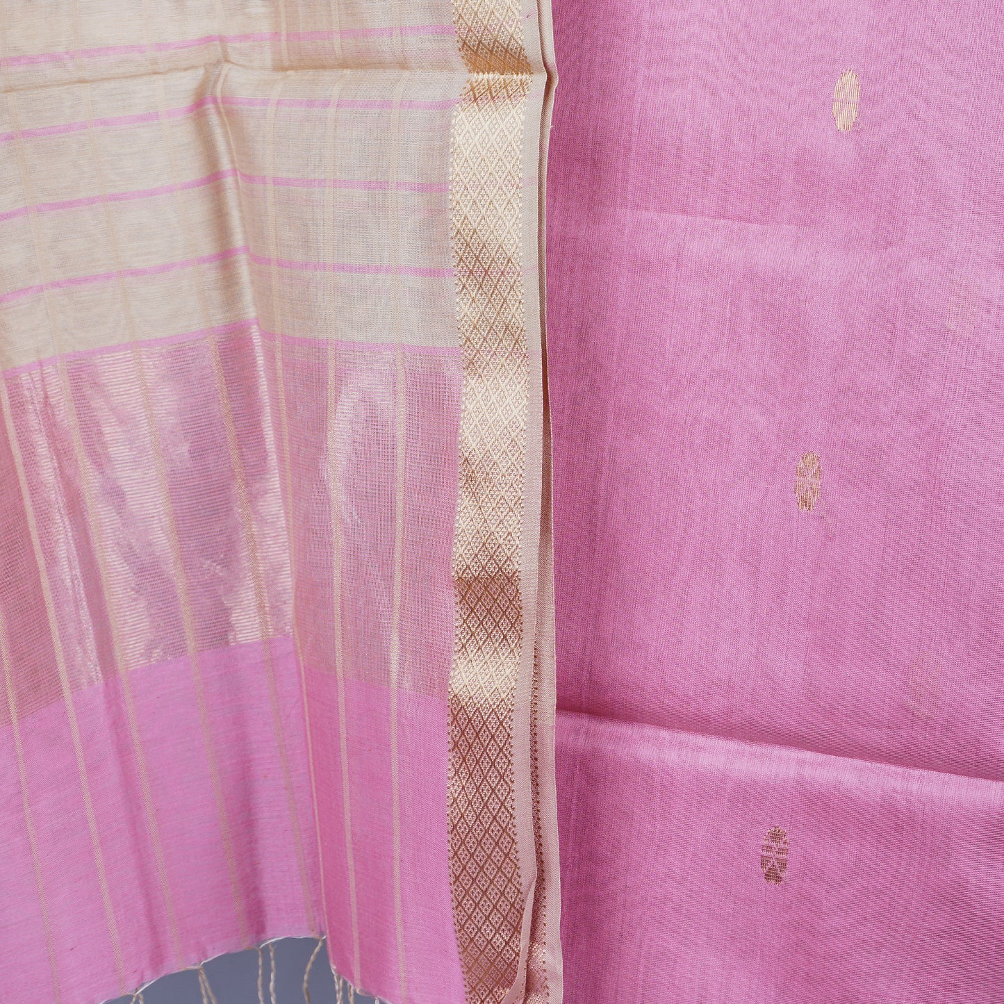 Maheshwari Checks Dress Material With motifs