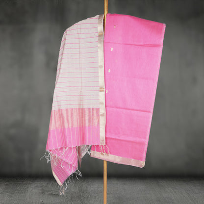 Maheshwari Checks Dress Material With motifs